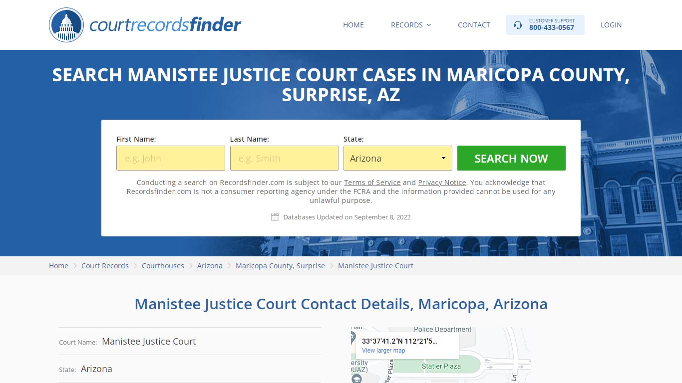 Manistee Justice Court Case Search - Maricopa County, AZ - RecordsFinder